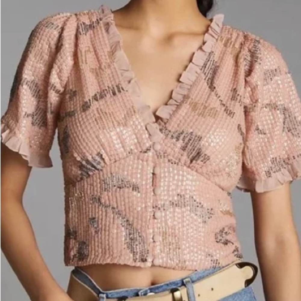 Anthropologie Forever That Girl Sequin Top Size Small